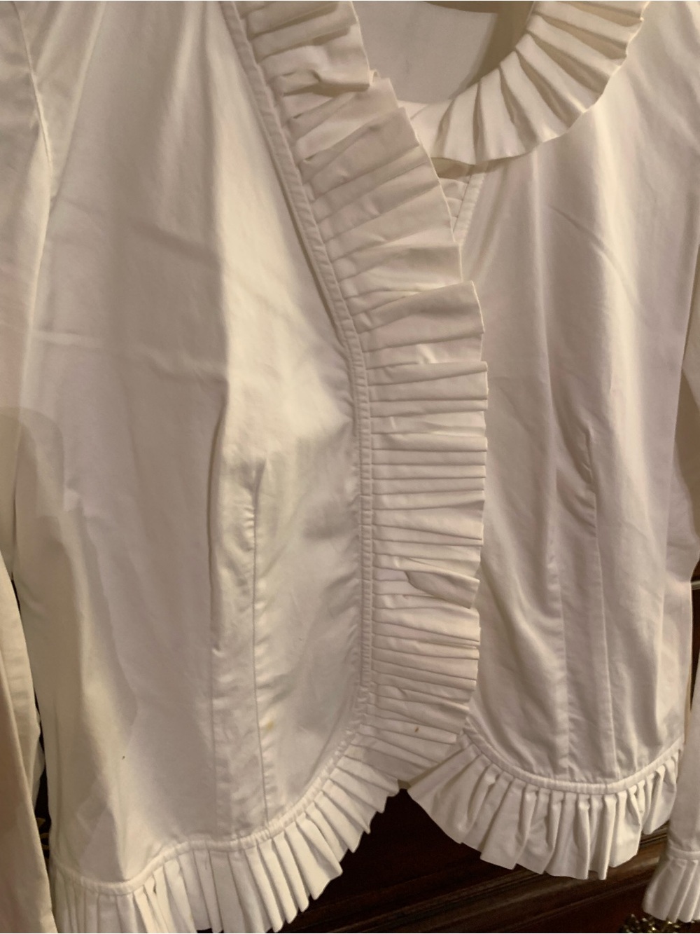 White Ruffle-Trim Women's Top - Picture 3 of 5